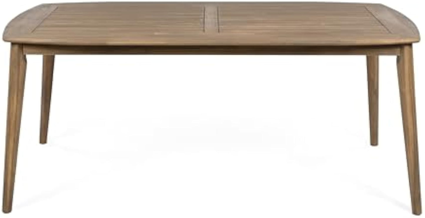 Christopher Knight Home Keyon Farmhouse Patio Acacia Wood Dining Table, Outdoor Dining Room Table for 8 Persons, Rectangular Dining Table for Backyard/Garden, Light Brown