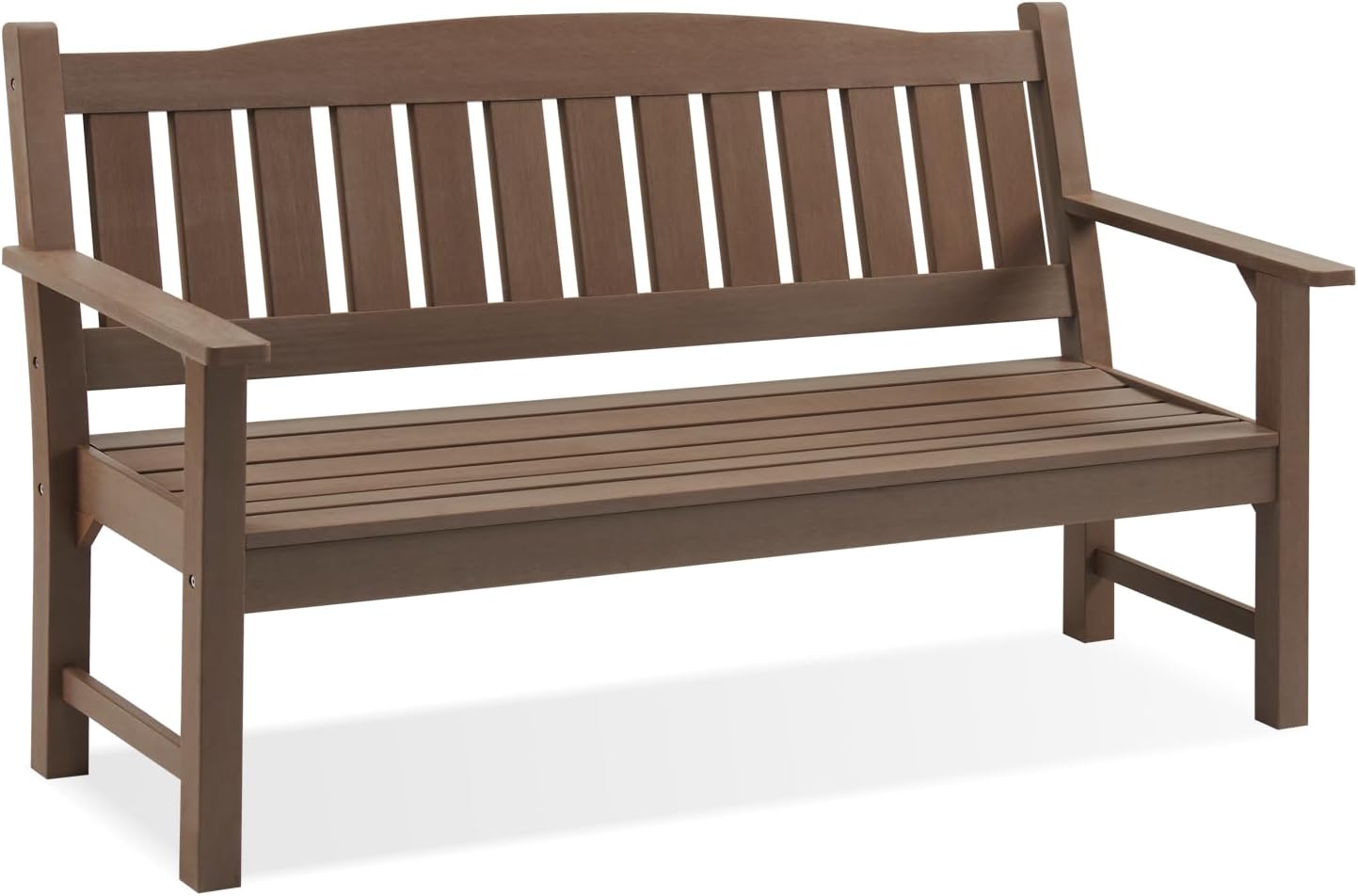 Psilvam 2-Person Outdoor Memorial Bench, All-Weather Poly Lumber Garden Bench, Rot-Resistant Outdoor Patio Bench for Park,Porch,and Church(Brown)