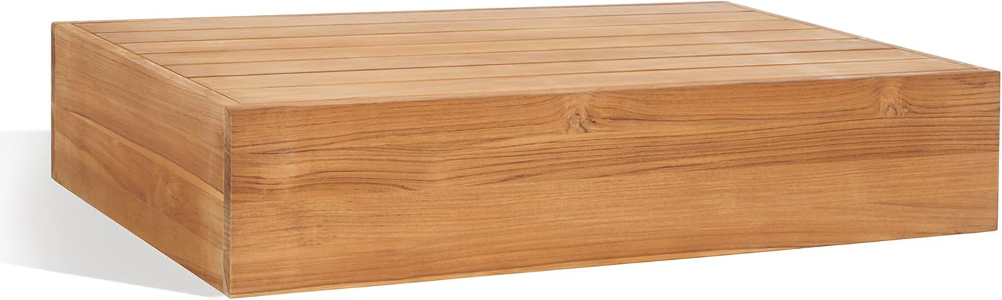 SAFAVIEH Outdoor Couture Collection Kauai Natural Solid Wood Teak Rectangular Coffee Table (CPT1042A)