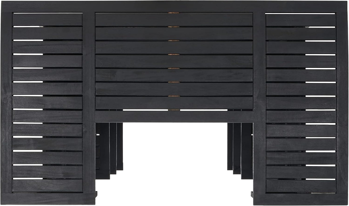 SAFAVIEH Outdoor Collection Monterey 42-inch Black Acacia Wood Slatted Bar Table