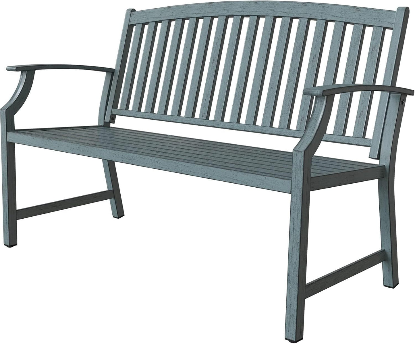 Grand patio 52" Farmhouse Outdoor Bench, Garden Benches with Anti-Rust Aluminum Powder Coated Frame, Faux Wood Grain Finish Frame Patio Bench for Front Porch, Northwoods Brown