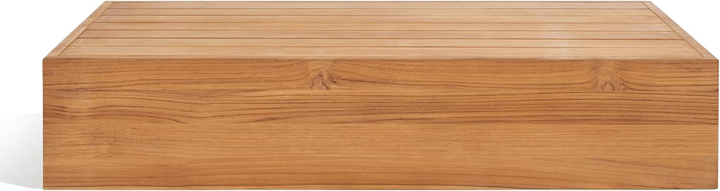 SAFAVIEH Outdoor Couture Collection Kauai Natural Solid Wood Teak Rectangular Coffee Table (CPT1042A)