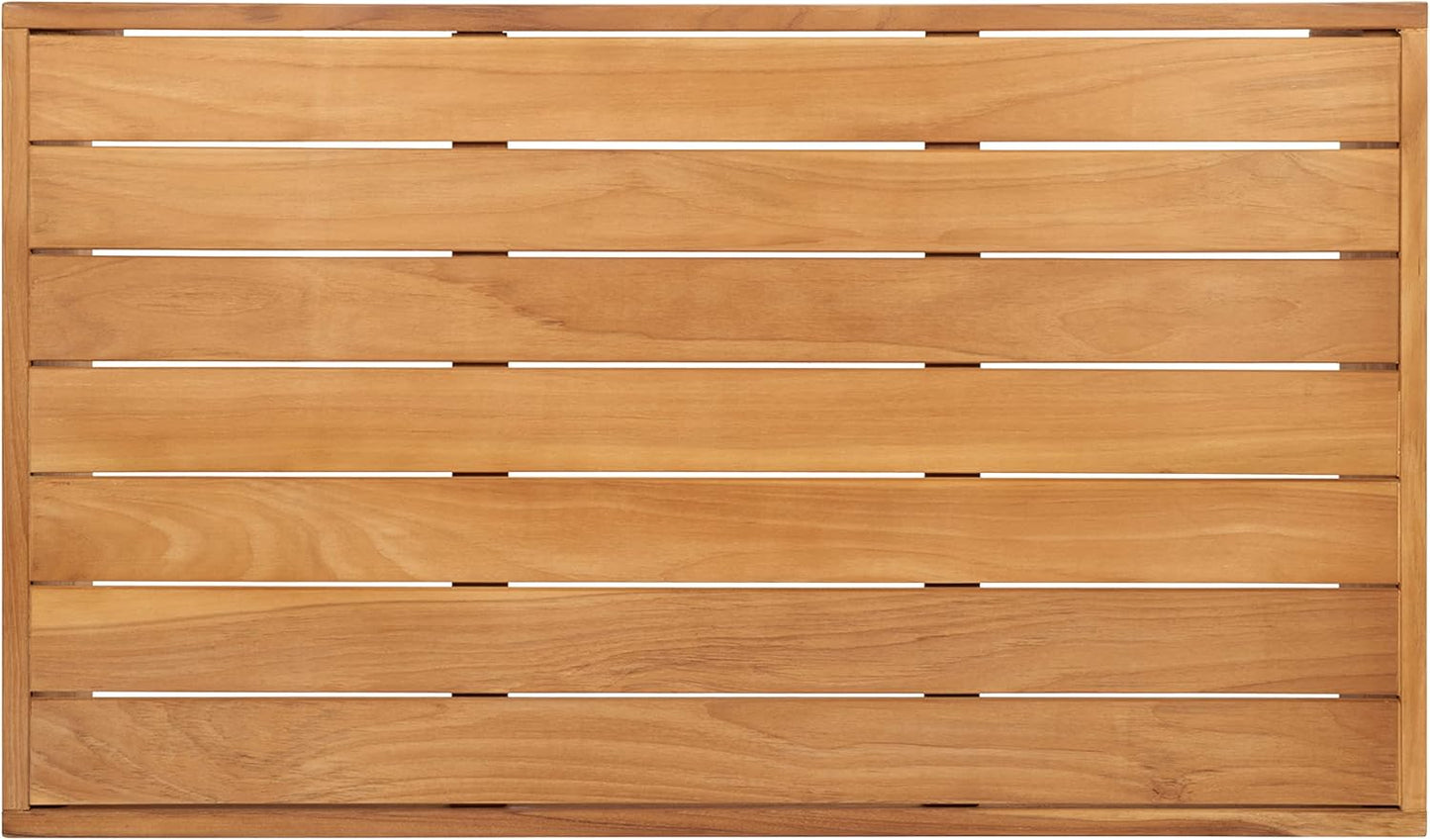 SAFAVIEH Outdoor Couture Collection Kauai Natural Solid Wood Teak Rectangular Coffee Table (CPT1042A)