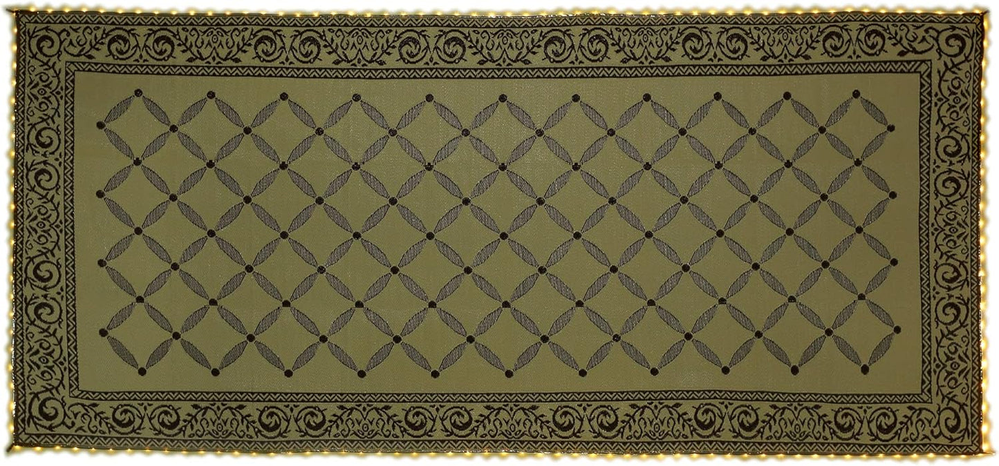 Stylish Camping L118187WL 8-feet by 18-feet LED Illuminated Patio Mat - Outdoor Patio Brown/Beige RV Camping Mat
