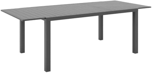 Outsunny Expandable Patio Table, Rectangle Patio Table, Outdoor Dining Table for 6-8 People with Aluminum Frame & Slatted Tabletop for Garden, Lawn, Balcony, Terrace, Charcoal Gray