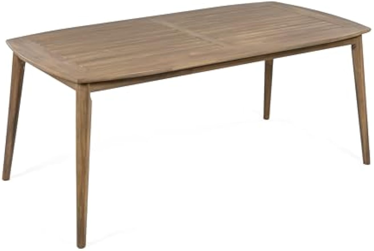Christopher Knight Home Keyon Farmhouse Patio Acacia Wood Dining Table, Outdoor Dining Room Table for 8 Persons, Rectangular Dining Table for Backyard/Garden, Light Brown