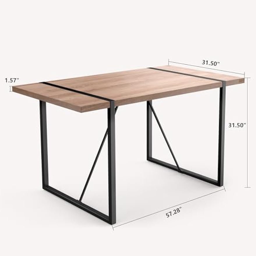 57” Rectangular Dining Table Only, Modern Kitchen Table with Metal Frame, Space-Saving Table for Dining Room, Living Room, Terrace