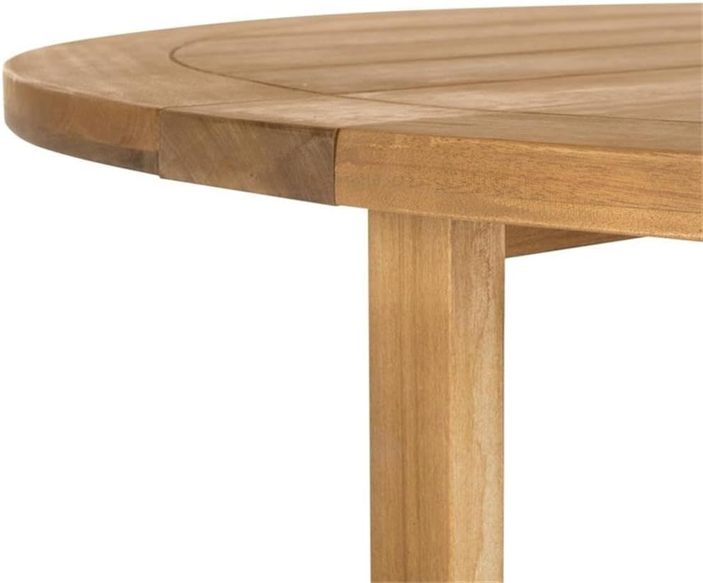 SAFAVIEH PAT7036A Outdoor Collection Wales Round 47.24" Dining Table, Teak