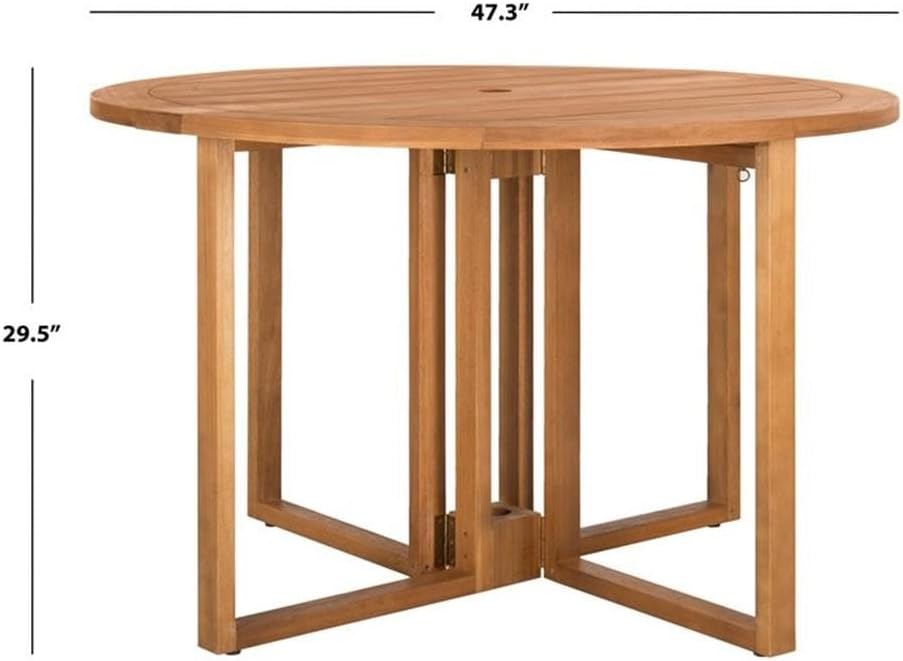 SAFAVIEH PAT7036A Outdoor Collection Wales Round 47.24" Dining Table, Teak
