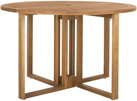 SAFAVIEH PAT7036A Outdoor Collection Wales Round 47.24" Dining Table, Teak