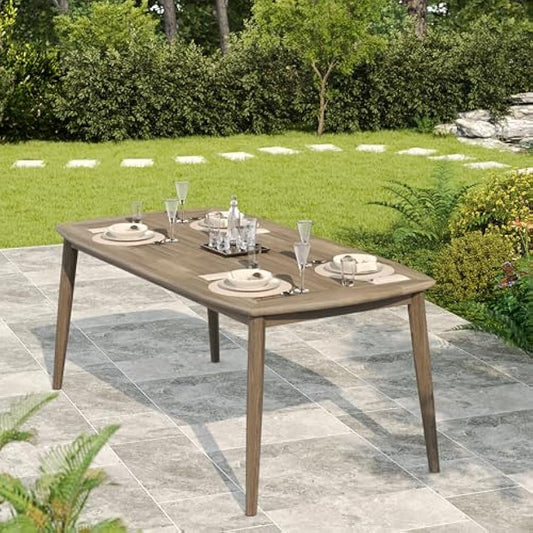 Christopher Knight Home Keyon Farmhouse Patio Acacia Wood Dining Table, Outdoor Dining Room Table for 8 Persons, Rectangular Dining Table for Backyard/Garden, Light Brown