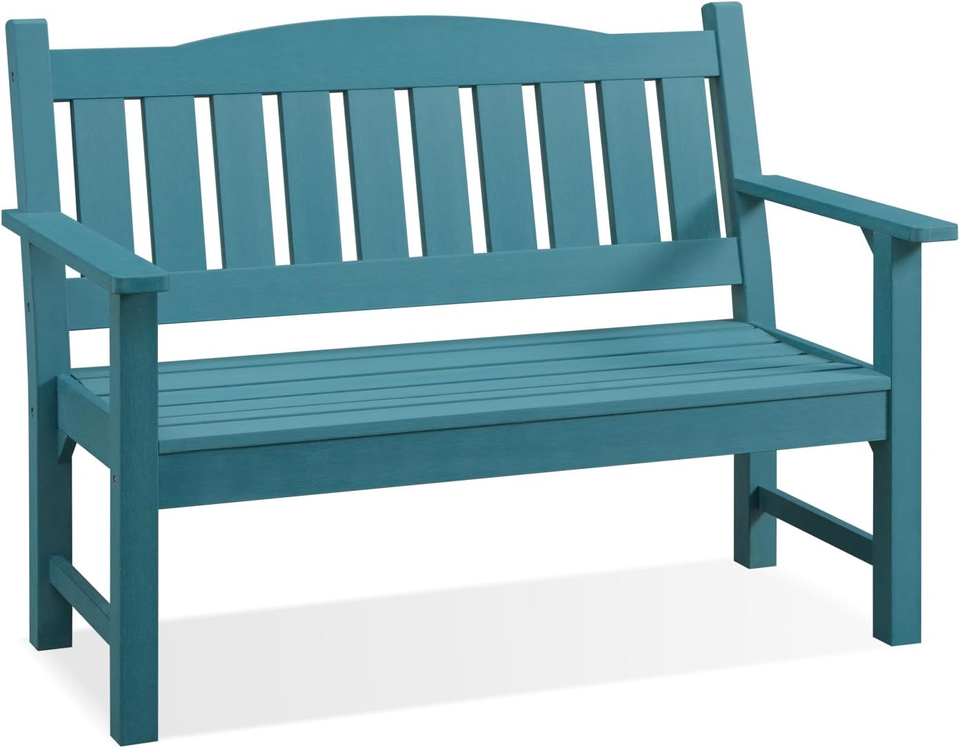 Psilvam 2-Person Outdoor Memorial Bench, All-Weather Poly Lumber Garden Bench, Rot-Resistant Outdoor Patio Bench for Park,Porch,and Church(Brown)
