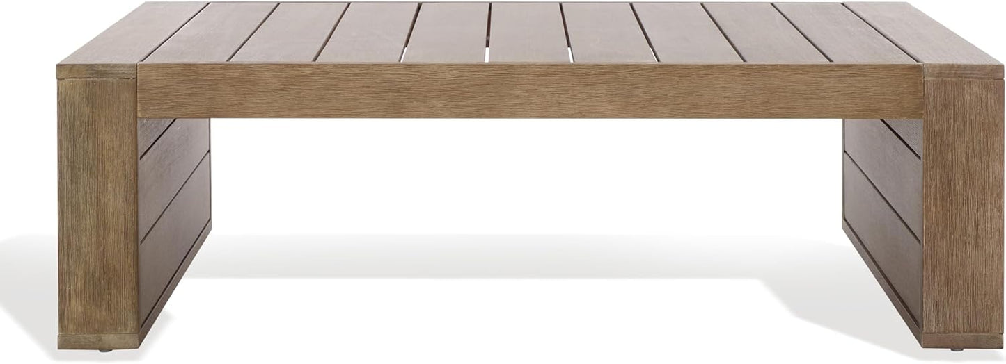SAFAVIEH Couture Outdoor Collection Santiago Natural Solid Wood Coffee Table