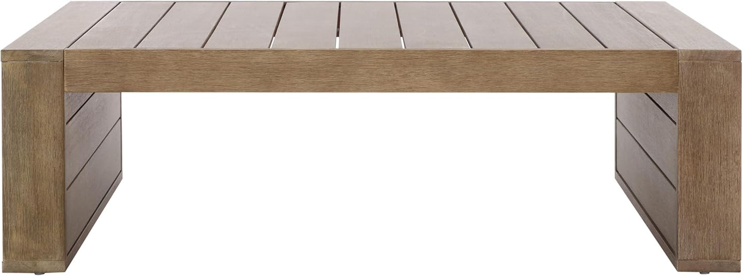 SAFAVIEH Couture Outdoor Collection Santiago Natural Solid Wood Coffee Table