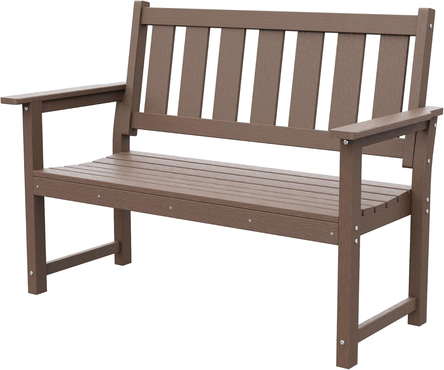 HDPE Memorial Bench – 50'' Weatherproof Durable Outdoor Bench, 2-Person Park Bench, Easy to Move, Multi-Purpose Design Ideal for Porch, Patio, Church, and School (Black)