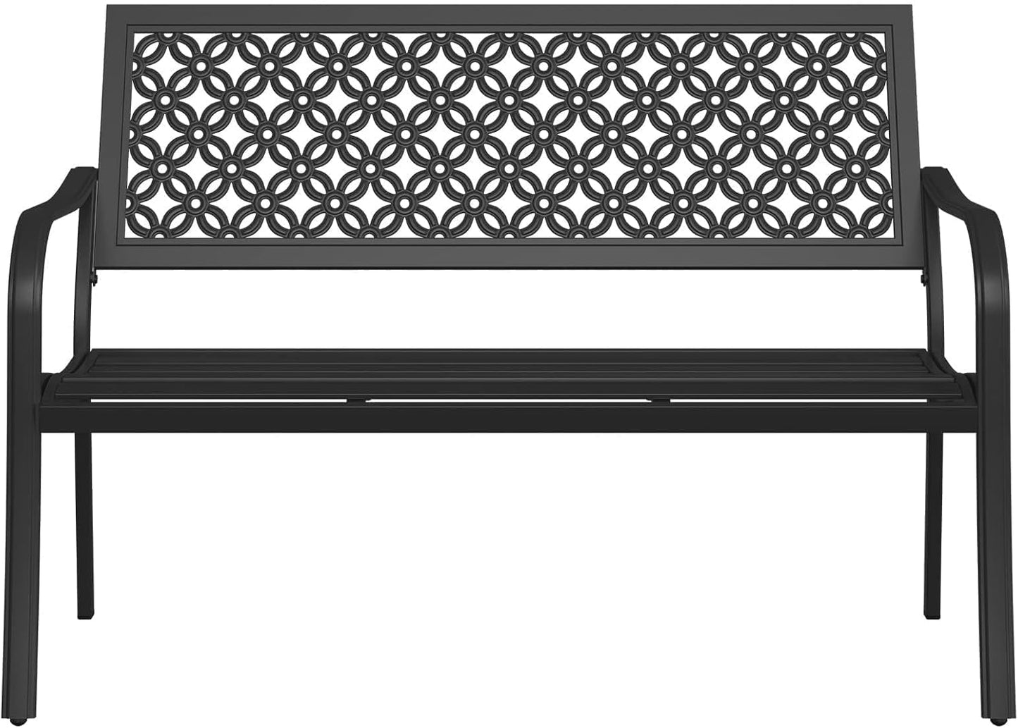 Grand patio 52" Farmhouse Outdoor Bench, Garden Benches with Anti-Rust Aluminum Powder Coated Frame, Faux Wood Grain Finish Frame Patio Bench for Front Porch, Northwoods Brown