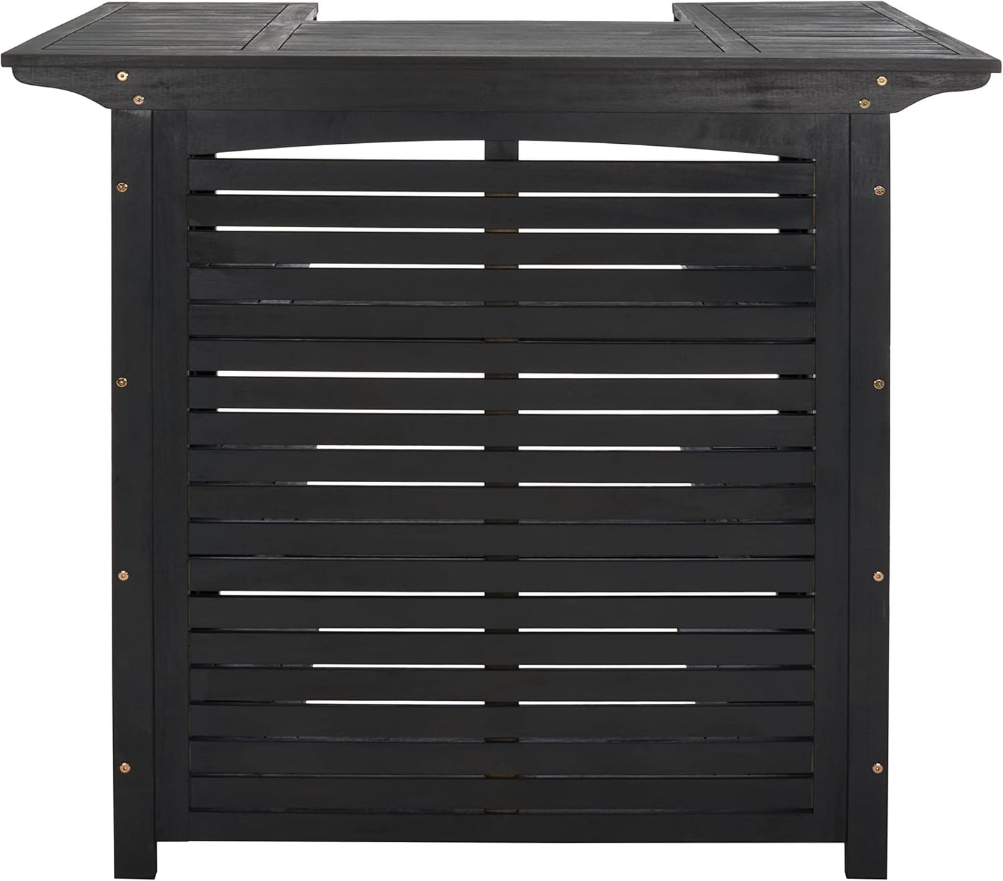 SAFAVIEH Outdoor Collection Monterey 42-inch Black Acacia Wood Slatted Bar Table