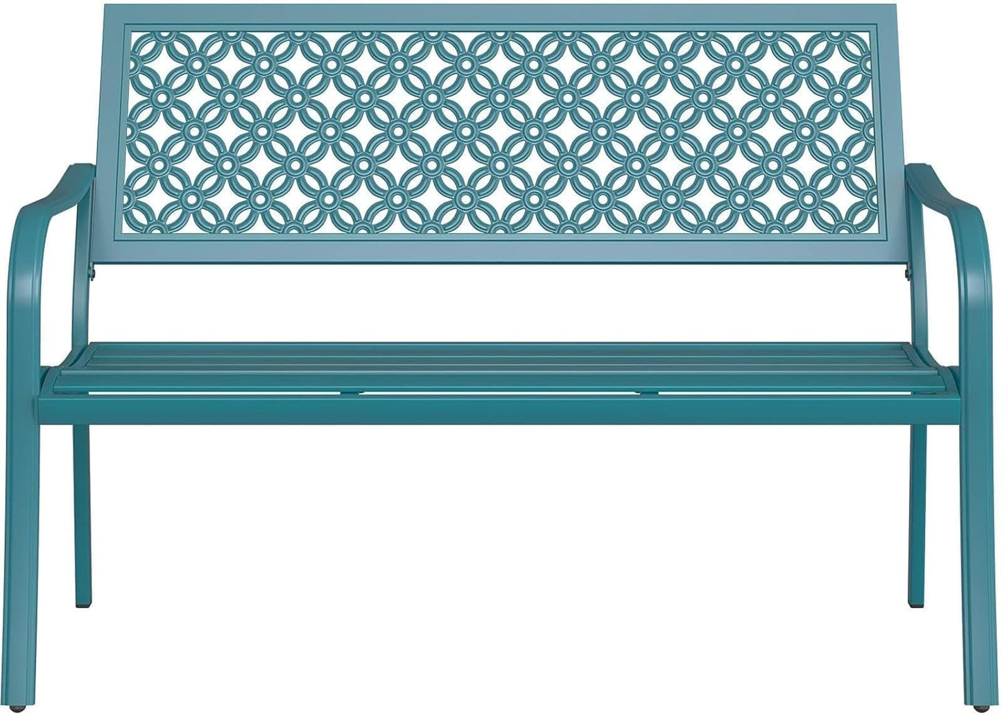 Grand patio 52" Farmhouse Outdoor Bench, Garden Benches with Anti-Rust Aluminum Powder Coated Frame, Faux Wood Grain Finish Frame Patio Bench for Front Porch, Northwoods Brown