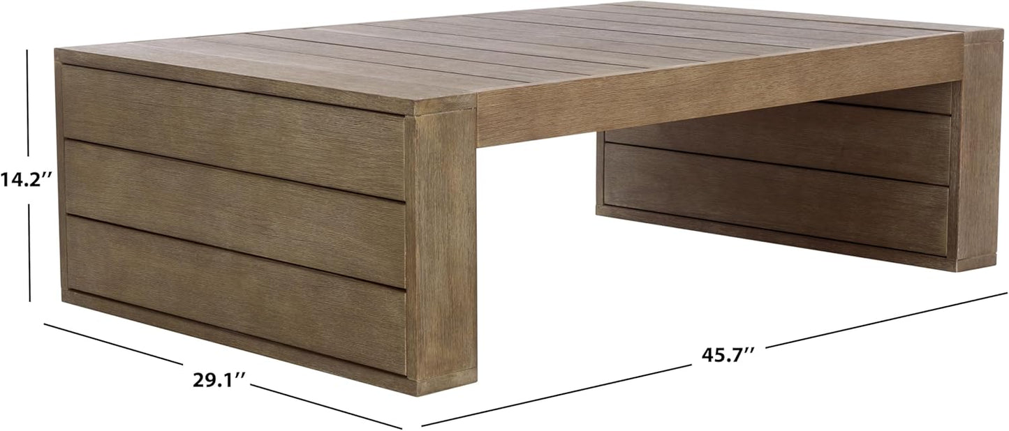 SAFAVIEH Couture Outdoor Collection Santiago Natural Solid Wood Coffee Table