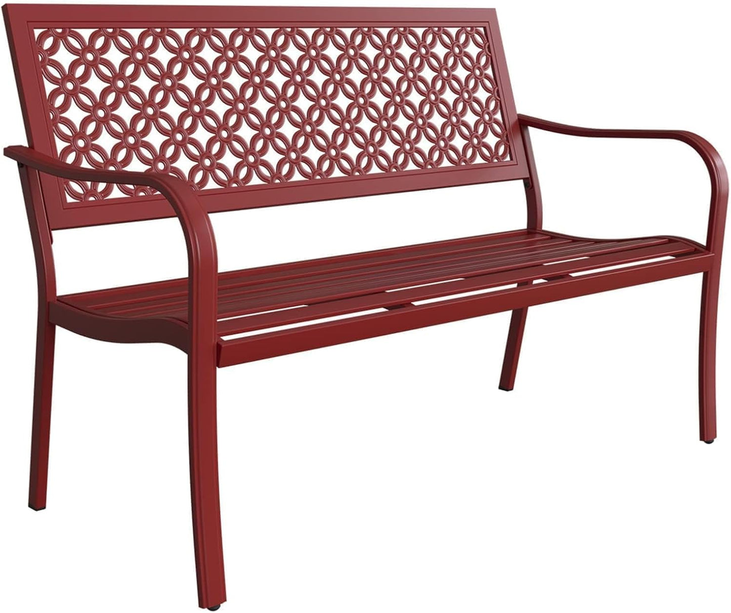 Grand patio 52" Farmhouse Outdoor Bench, Garden Benches with Anti-Rust Aluminum Powder Coated Frame, Faux Wood Grain Finish Frame Patio Bench for Front Porch, Northwoods Brown