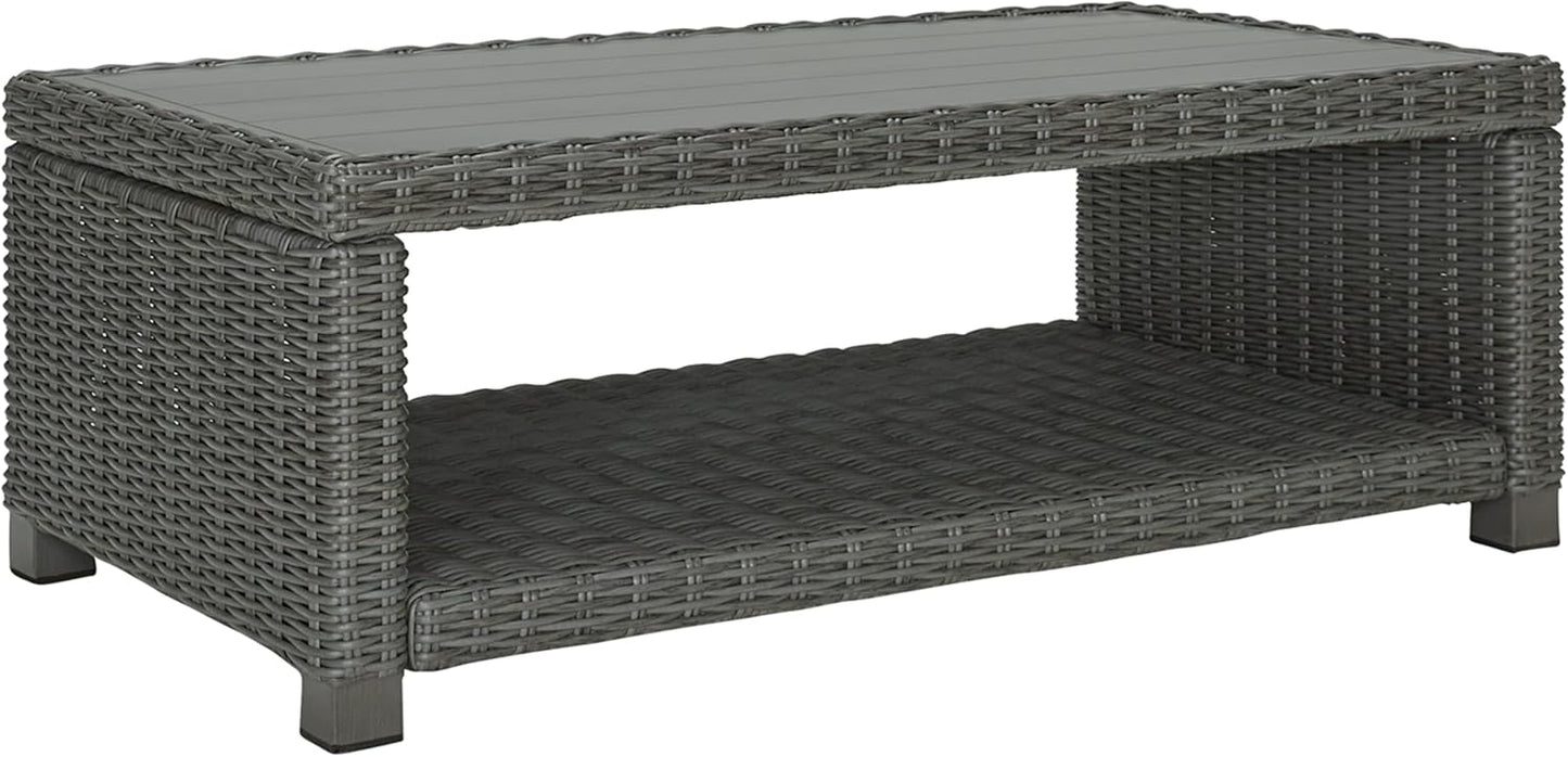 Signature Design by Ashley Grasson Lane Outdoor Wicker Cocktail Table with Aluminum Frame, Brown