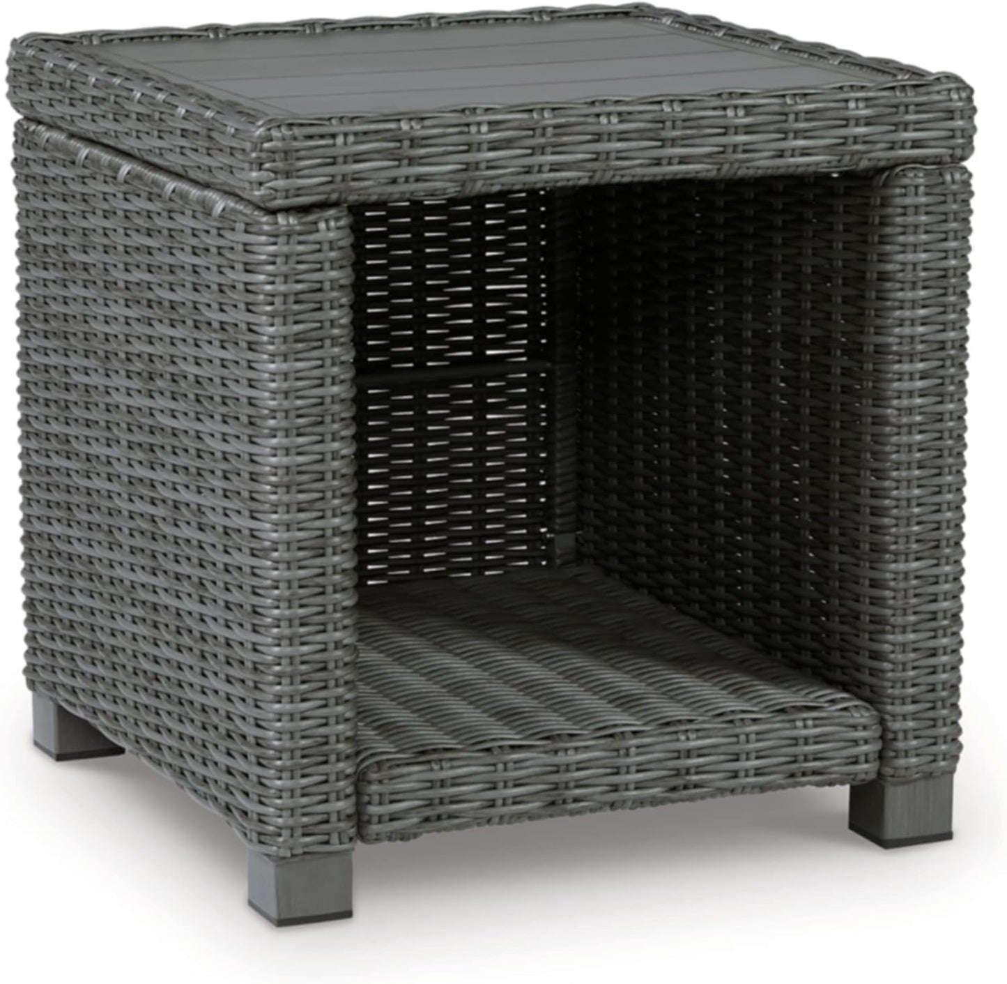 Signature Design by Ashley Grasson Lane Outdoor Wicker Cocktail Table with Aluminum Frame, Brown