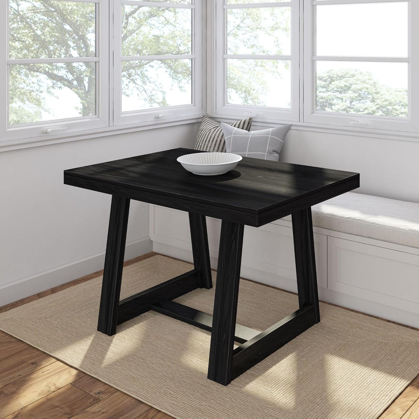 Plank+Beam 60 Inch Farmhouse Dining Bench, Solid Wood Entryway Bench, Wooden Outdoor Bench, Kitchen Dining Seat, Dining Room, Home Office, Living Room Furniture, Easy Assembly, Pecan Wirebrush