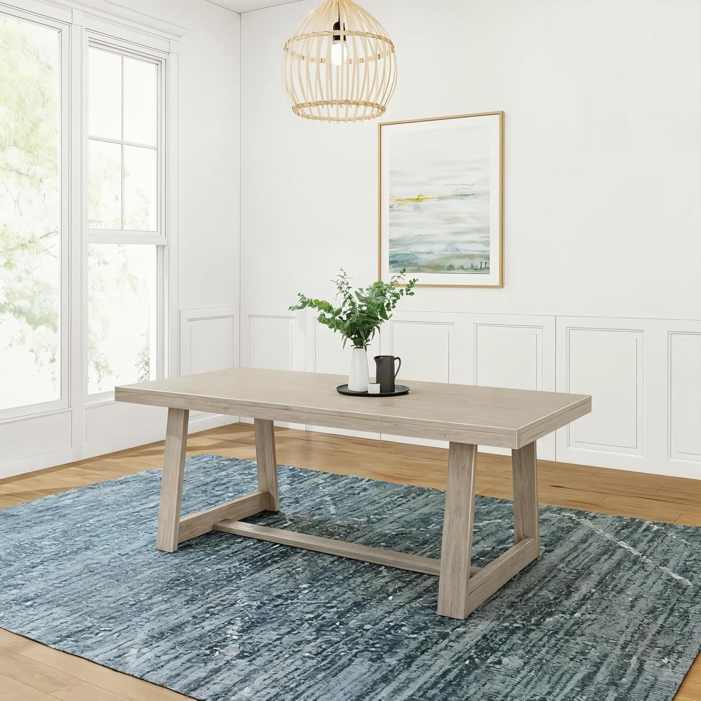 Plank+Beam 60 Inch Farmhouse Dining Bench, Solid Wood Entryway Bench, Wooden Outdoor Bench, Kitchen Dining Seat, Dining Room, Home Office, Living Room Furniture, Easy Assembly, Pecan Wirebrush