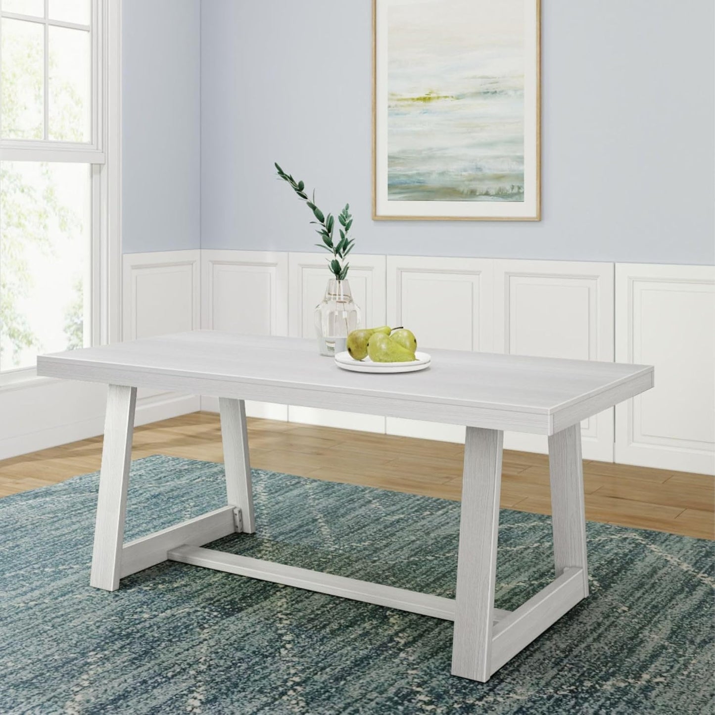Plank+Beam 60 Inch Farmhouse Dining Bench, Solid Wood Entryway Bench, Wooden Outdoor Bench, Kitchen Dining Seat, Dining Room, Home Office, Living Room Furniture, Easy Assembly, Pecan Wirebrush