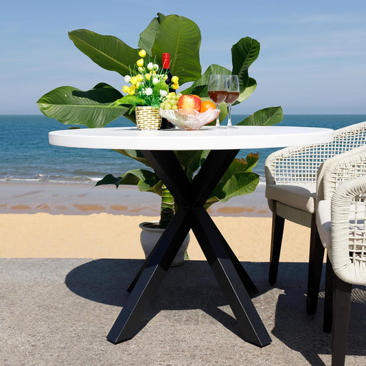 SAFAVIEH Outdoor Collection Saxon Light Grey Steel Round Accent Table