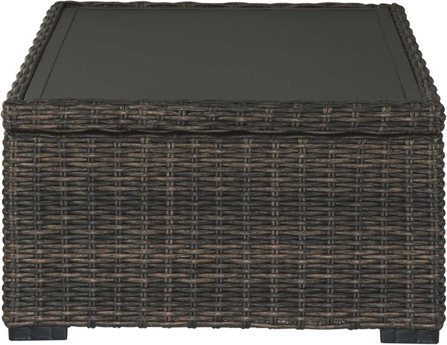 Signature Design by Ashley Grasson Lane Outdoor Wicker Cocktail Table with Aluminum Frame, Brown