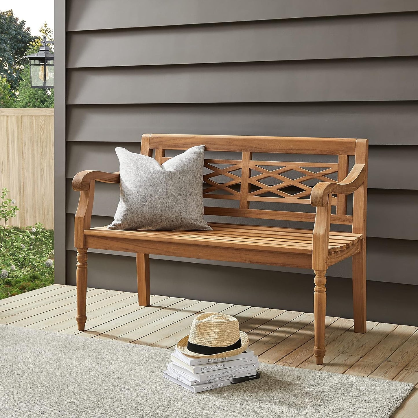Crosley Furniture Olivier 2-Person Teak Wood Indoor Outdoor Bench for Outside Patio, Garden, Porch, Teak