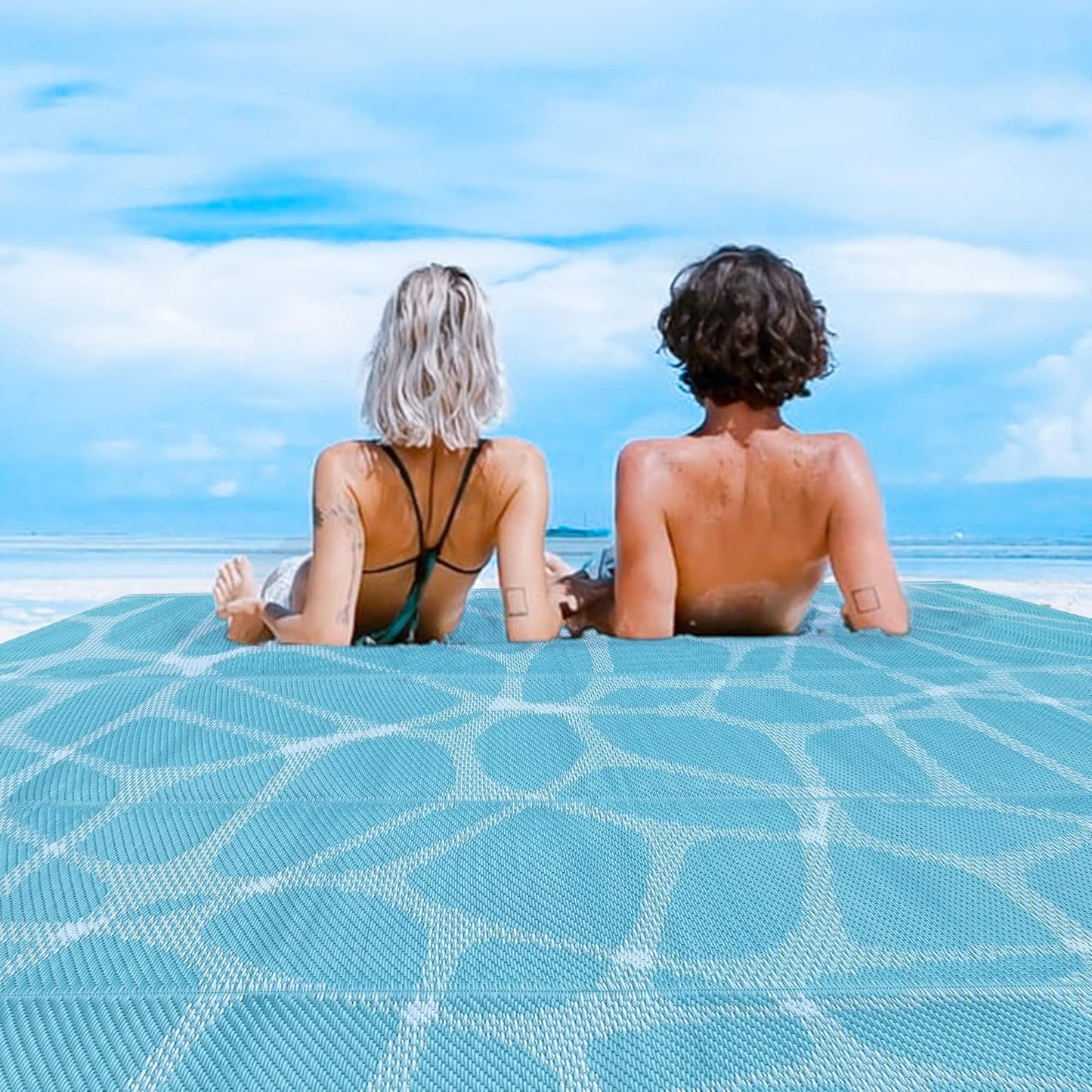 Boulder Bee LED Outdoor Rugs, Plastic Straw Rug Glow in The Night, Waterproof Outdoor Camping Rugs, Quick Drying Picnic Rug, Sand Free Reversible Beach Mats, 9 x 12 Feet